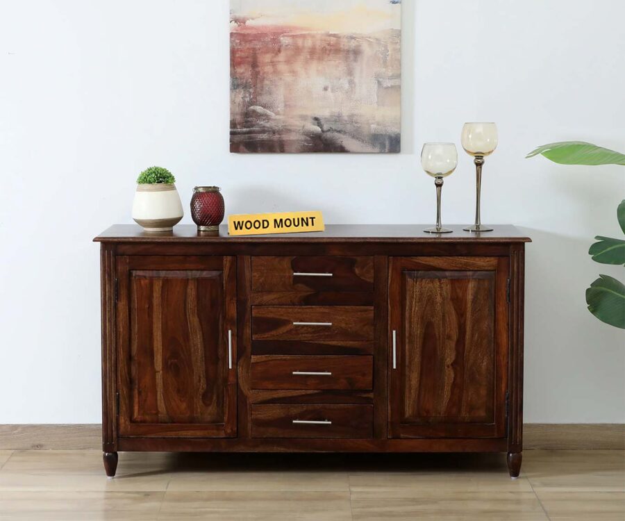Panelo | Solid Wood Sideboard | with 2 Drawer and 2 Door | SL Natural Finish - Image 1