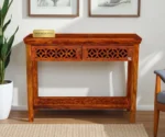 Zixal | Console Table | With Two Drawer | Honey Finish