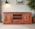 King | Solid Wood Tv Unit | Honey Finish
