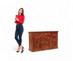 Digmond | Solid Wood Sideboard | with 3 Door and 3 Drawer | Honey Finish - Image 7