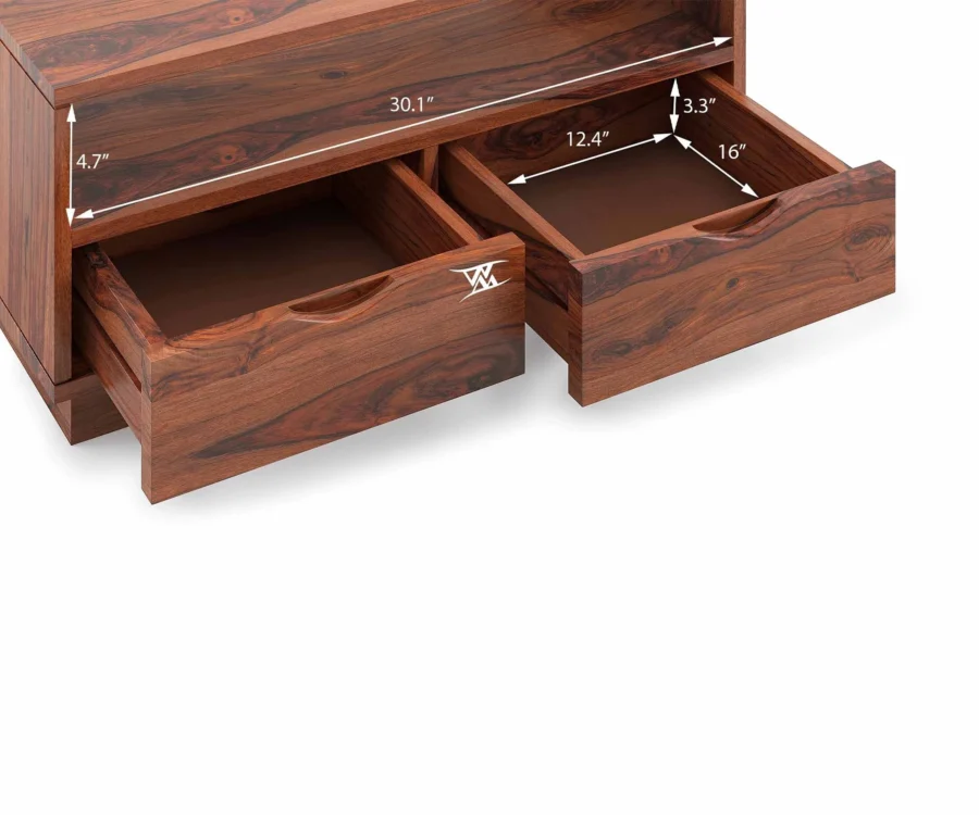 Manik | Center Table | With 2 Drawer | Honey Finish - Image 5