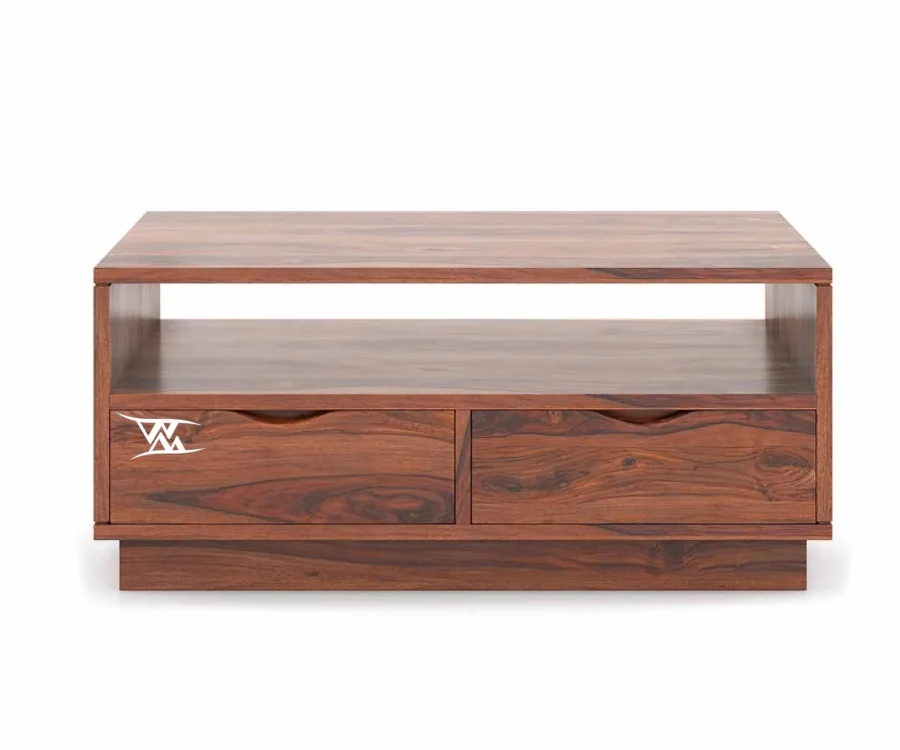 Manik | Center Table | With 2 Drawer | Honey Finish - Image 3