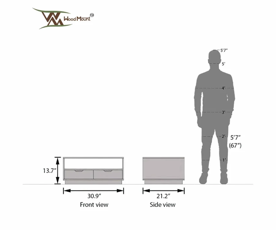 Manik | Center Table | With 2 Drawer | Honey Finish - Image 7