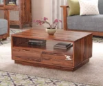 Manik | Center Table | With 2 Drawer | Honey Finish
