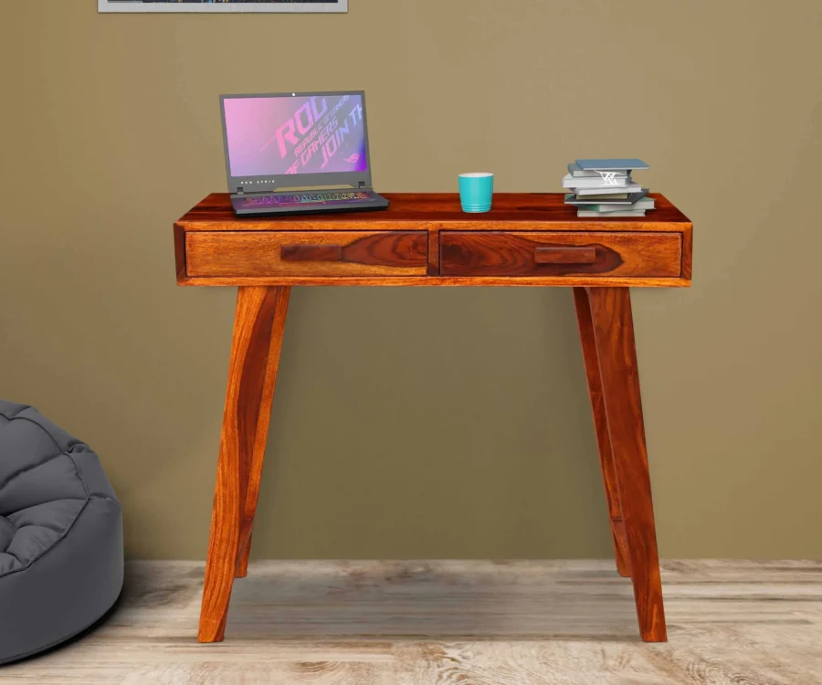 Trapo | Solid Wood Study | With Drawer Storage | Honey Finish - Image 1