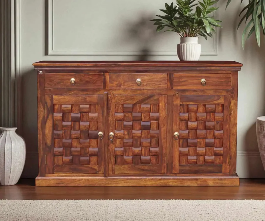Niware Sideboard with 3 door and 3 Drawer Honey Finish - Image 1