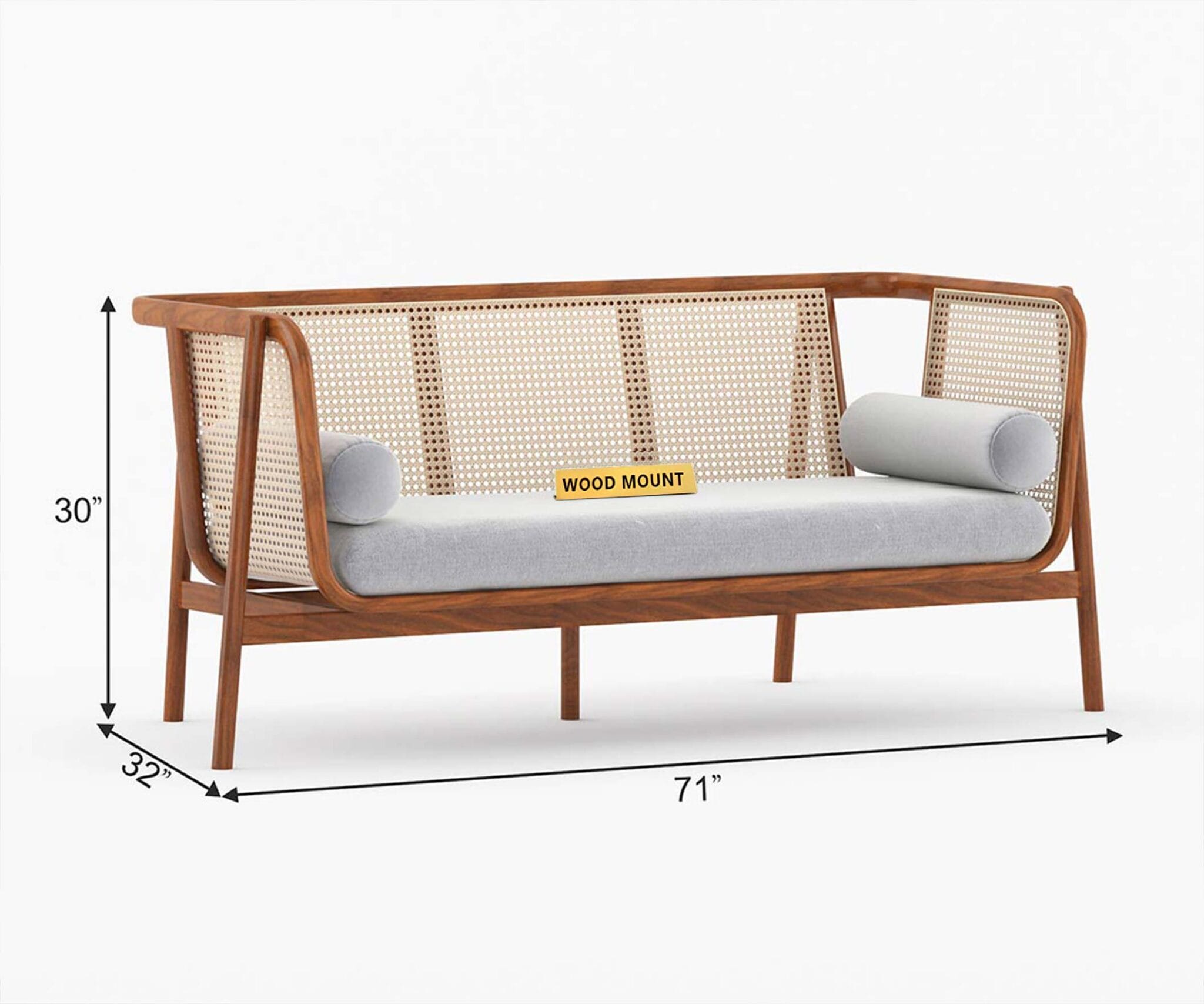 Rattan 3 Seater Sofa (Honey Finish) | WoodMount Handcrafted Furniture