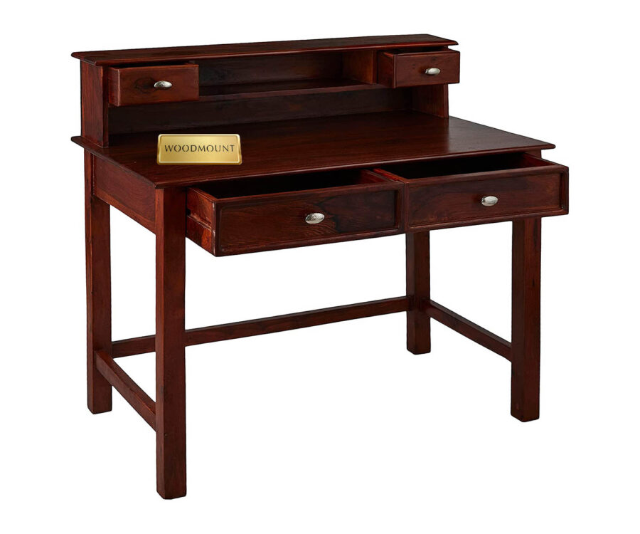 Macow Study Table | With 5 Drawer Storage | Honey Finish - Image 5