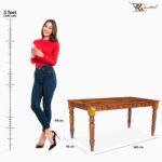 Nivora 6 Seater Dining Table With 6 Chair (Honey Finish) - Image 6