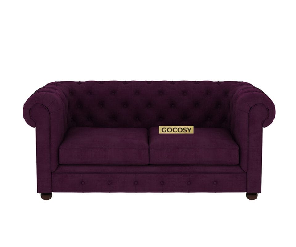 Chesterfield 2 Seater Sofa Wine Red | WoodMount Handcrafted Furniture