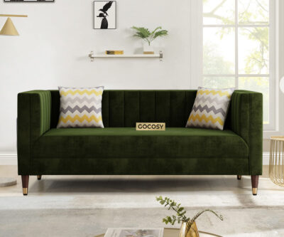 Modern tuxedo sofa with clean lines, tufted back, and square arms, adding elegance to any living room