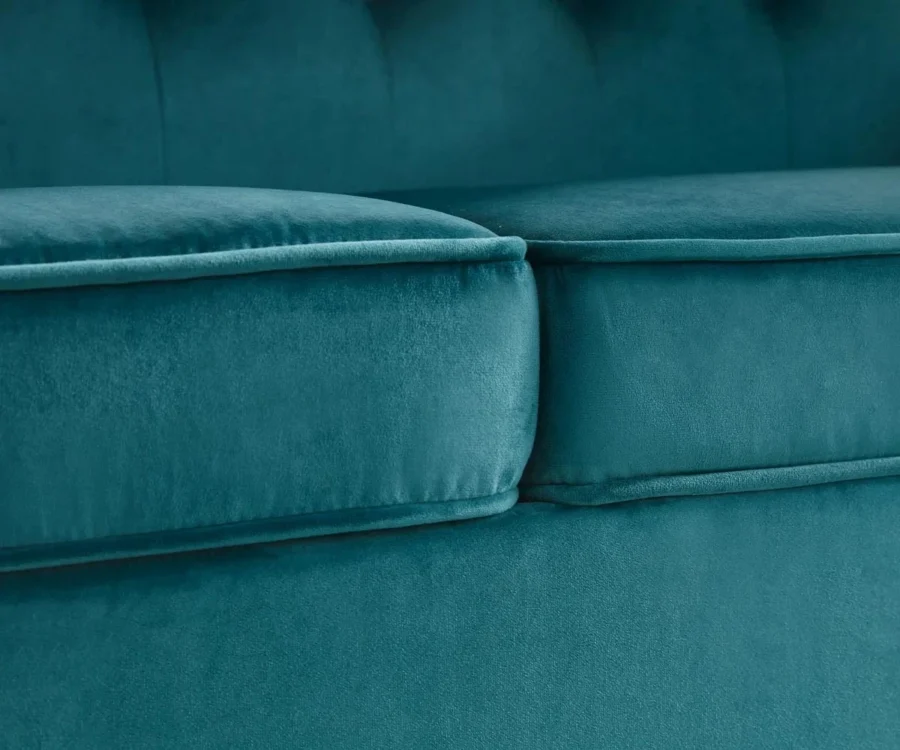 Sunlora Sky Blue Chesterfield Velvet Sofa – Tufted 3-Seater Couch with Bolster Pillows | GOCOSY Luxury Series - Image 5