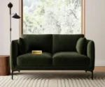 Snoffia Forest Green Loveseat – Plush Cushion 2-Seater Sofa with Modern Frame Design