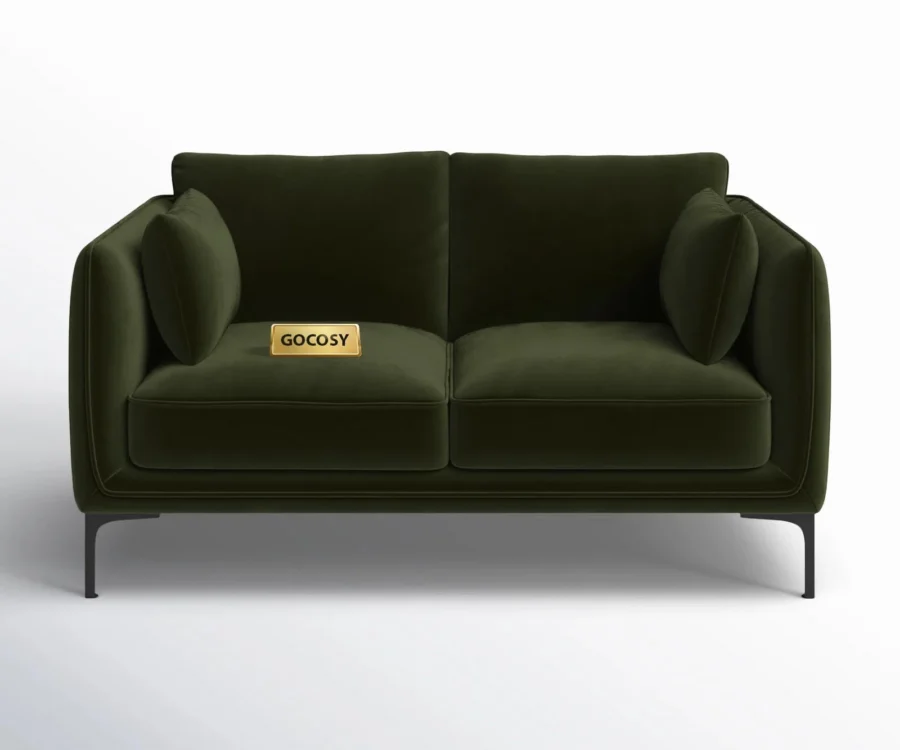 Snoffia Forest Green Loveseat – Plush Cushion 2-Seater Sofa with Modern Frame Design - Image 3