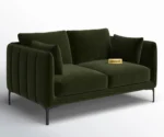 Snoffia Forest Green Loveseat – Plush Cushion 2-Seater Sofa with Modern Frame Design - Image 2