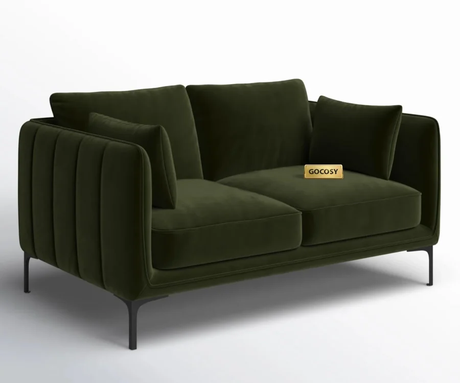 Snoffia Forest Green Loveseat – Plush Cushion 2-Seater Sofa with Modern Frame Design - Image 2
