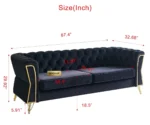 Willowyn Premium Chesterfield Rich Black Velvet Sofa – 3-Seater | GOCOSY Luxury Series - Image 8