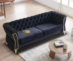 Willowyn Premium Chesterfield Rich Black Velvet Sofa – 3-Seater | GOCOSY Luxury Series - Image 2