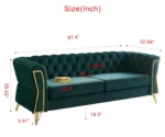 Willowyn Premium Chesterfield Olive Green Velvet Sofa – 3-Seater | GOCOSY Luxury Series - Image 8