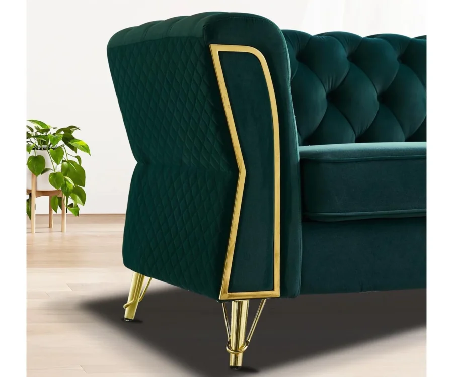 Willowyn Premium Chesterfield Olive Green Velvet Sofa – 3-Seater | GOCOSY Luxury Series - Image 6