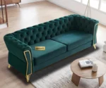 Willowyn Premium Chesterfield Olive Green Velvet Sofa – 3-Seater | GOCOSY Luxury Series - Image 3