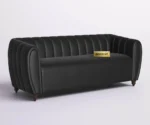Verdant Luxe Velvet Sofa – Elegant Channel Tufted Design in Midnight Black Color - Image 3