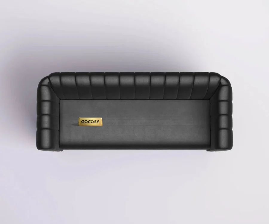 Verdant Luxe Velvet Sofa – Elegant Channel Tufted Design in Midnight Black Color - Image 7
