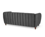 Verdant Luxe Velvet Sofa – Elegant Channel Tufted Design in Midnight Black Color - Image 5
