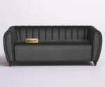 Verdant Luxe Velvet Sofa – Elegant Channel Tufted Design in Midnight Black Color - Image 4