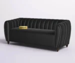 Verdant Luxe Velvet Sofa – Elegant Channel Tufted Design in Midnight Black Color - Image 6
