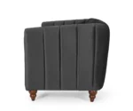 Verdant Luxe Velvet Sofa – Elegant Channel Tufted Design in Midnight Black Color - Image 9