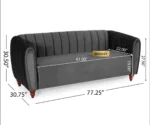 Verdant Luxe Velvet Sofa – Elegant Channel Tufted Design in Midnight Black Color - Image 12