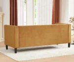 Sunlora Orange Chesterfield Velvet Sofa – Tufted 3-Seater Couch with Bolster Pillows | GOCOSY Luxury Series - Image 3