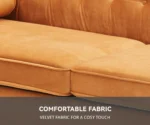 Sunlora Orange Chesterfield Velvet Sofa – Tufted 3-Seater Couch with Bolster Pillows | GOCOSY Luxury Series - Image 9