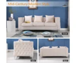 Noblesse Chesterfield Ivory Velvet Sofa Luxurious 3-Seater | GOCOSY Luxury Series - Image 5