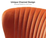 Canyonex Orange Velvet Loveseat – Channel Tufted Back with Gold Legs - Image 6