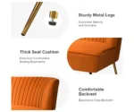 Canyonex Orange Velvet Loveseat – Channel Tufted Back with Gold Legs - Image 5