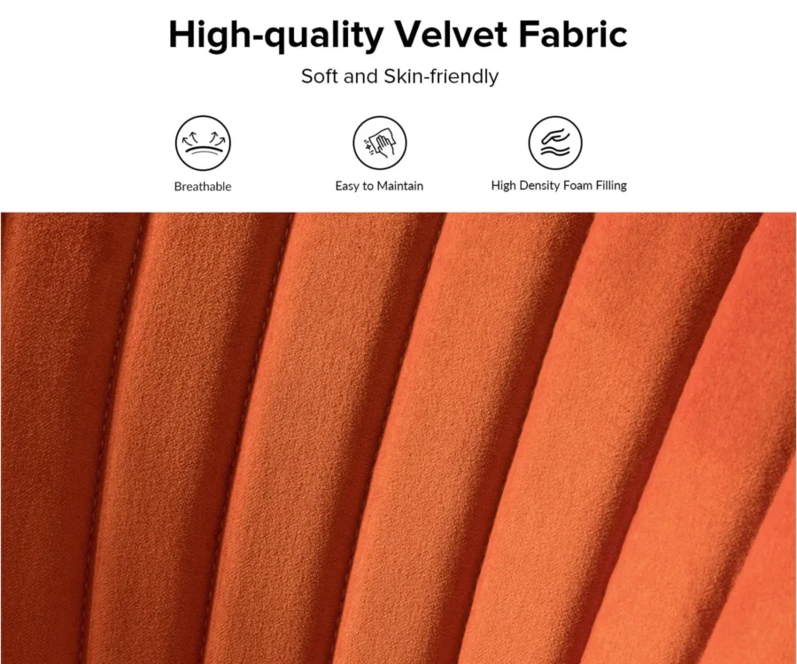 Canyonex Orange Velvet Loveseat – Channel Tufted Back with Gold Legs - Image 3