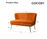 Canyonex Orange Velvet Loveseat – Channel Tufted Back with Gold Legs - Image 8