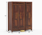 Kuber Wardrobe | 3 Door 3 Drawer | Walnut Finish - Image 7