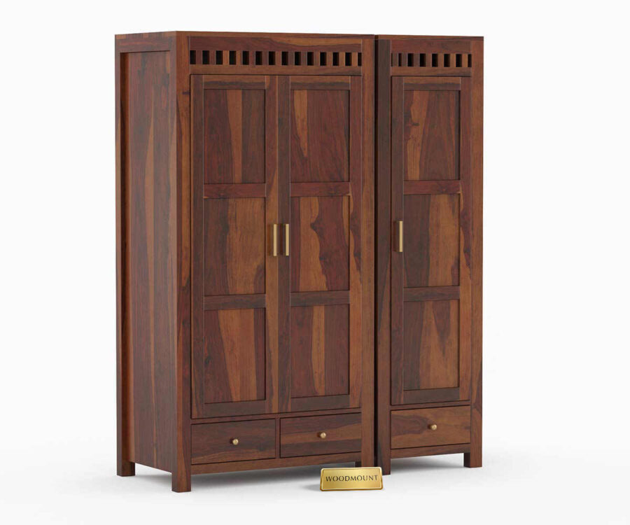 Kuber Wardrobe | 3 Door 3 Drawer | Walnut Finish - Image 3