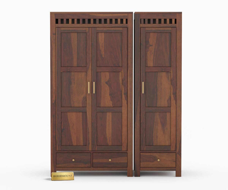 Kuber Wardrobe | 3 Door 3 Drawer | Walnut Finish - Image 2