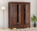 Kuber Wardrobe | 3 Door 3 Drawer | Walnut Finish