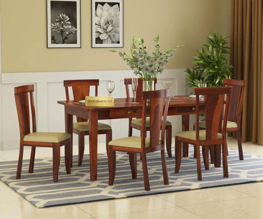 Eclipse | Dining Set | Double Drawer | Honey Finish - Image 1