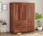 Dhanush Wardrobe | 3 Door And 3 Drawer | Honey Finish