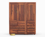 Dhanush Wardrobe | 3 Door And 3 Drawer | Honey Finish - Image 3