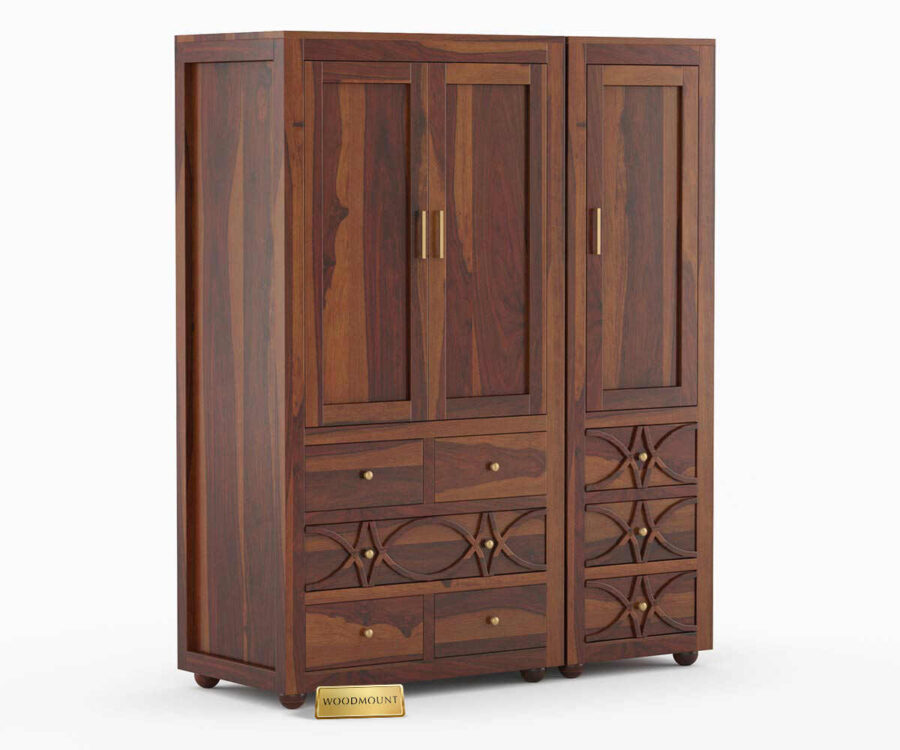 Dhanush Wardrobe | 3 Door And 3 Drawer | Brown Finish - Image 2