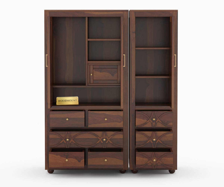 Dhanush Wardrobe | 3 Door And 3 Drawer | Brown Finish - Image 4