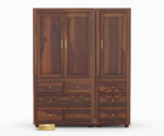 Dhanush Wardrobe | 3 Door And 3 Drawer | Brown Finish - Image 3