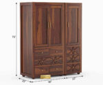 Dhanush Wardrobe | 3 Door And 3 Drawer | Brown Finish - Image 5